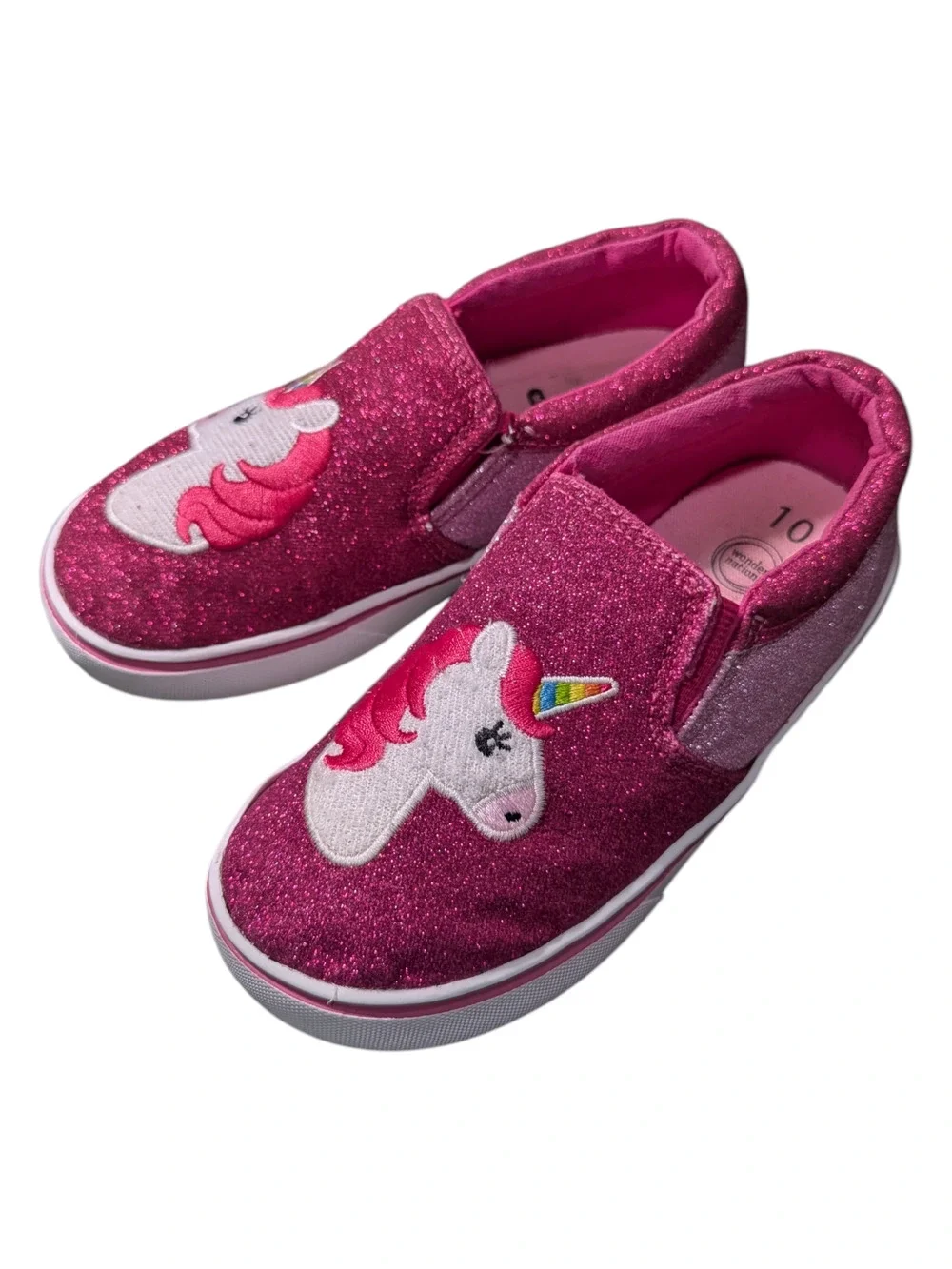 Wonder Nation -Toddler Girl Critter Shoes - Pink Glitter Unicorn Design -Size 10